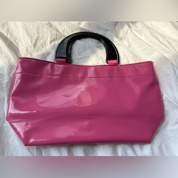 1990s Barbie Pink Vinyl Neiman Marcus Fran Drescher Style Handbag - Picture 1 of 10
